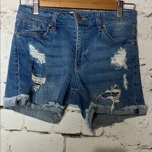 Almost Famous Distressed Blue Denim Women's Shorts